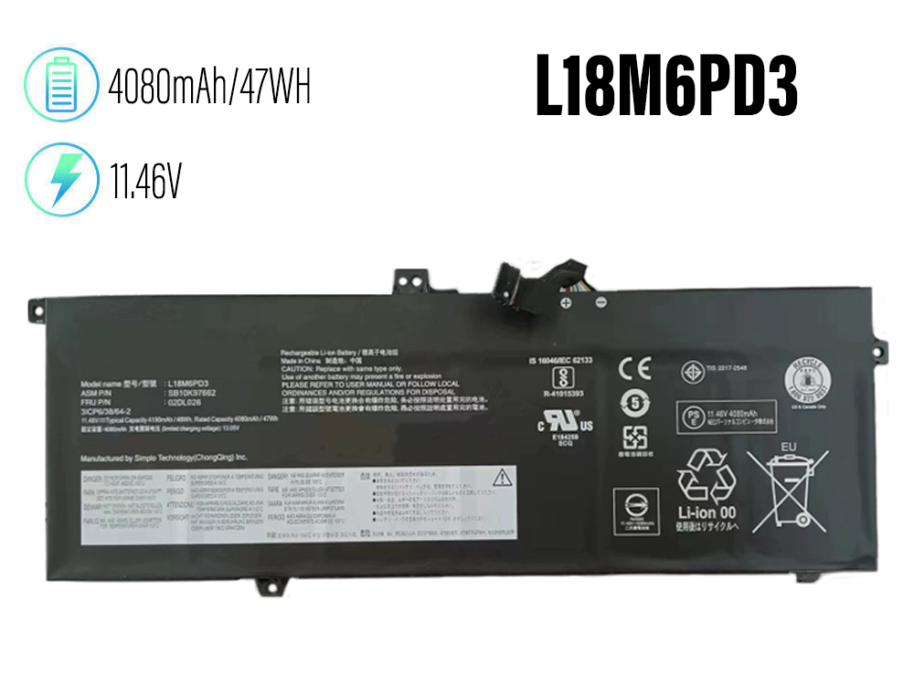 Batterie ordinateur portable L18M6PD3